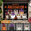 Happy Halloween - Purple Smoking Pumpkins - Personalized Cat Halloween Doormat