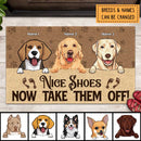Nice Shoes, Now Take Them Off, Paws On The Brown & Yellow Background, Personalized Dog Breeds Doormat, Funny Gifts For Dog Lovers