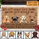 Crazy Dogs Live Here Do Not Knock, Pawprints Doormat, Personalized Dog Breeds Doormat, Gifts For Dog Lovers