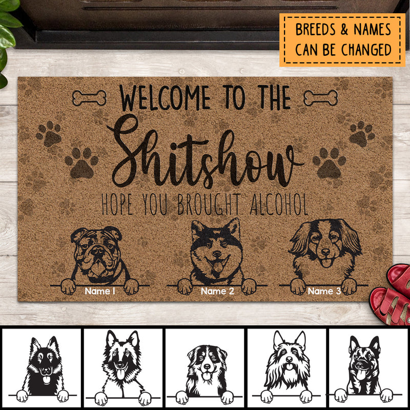 Welcome To The Shitshow, Black & White Dog Sign, Welcome Mat, Housewarming Gift, Personalized Dog Lovers Gift Doormat