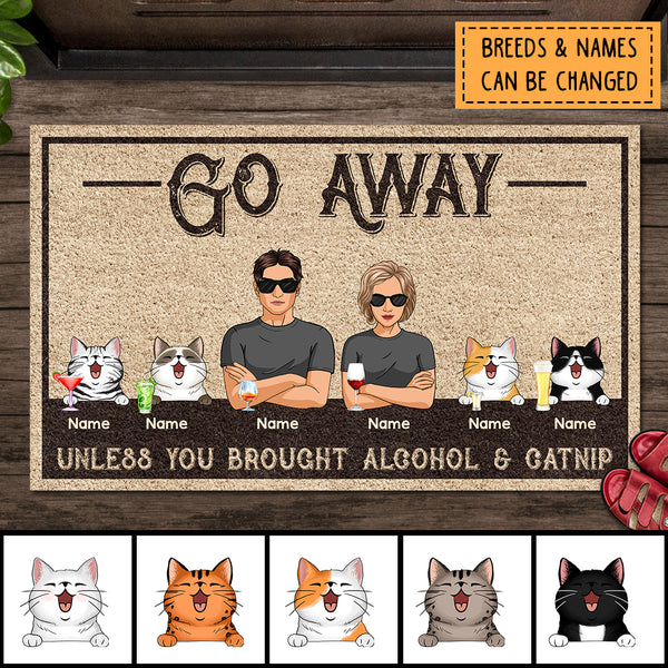 Go Away, Unless You Brought Alcohol & Catnip, Gifts For Cat Lovers, Personalized Cat Breed Doormat