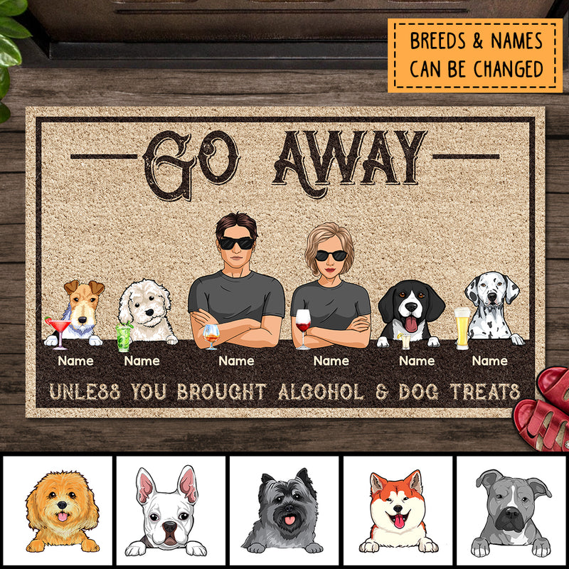 Go Away, Unless You Brought Alcohol & Dog Treats, Gifts For Dog Lovers, Personalized Dog Breed Doormat