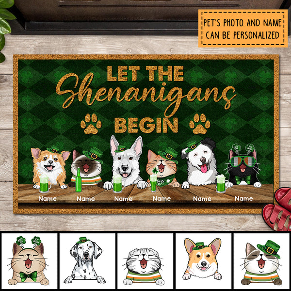 Let The Shenanigans Begin, Patrick's Day Mat, Personalized Dog & Cat Breeds Doormat, Pet Lovers Gifts, Welcome Mat