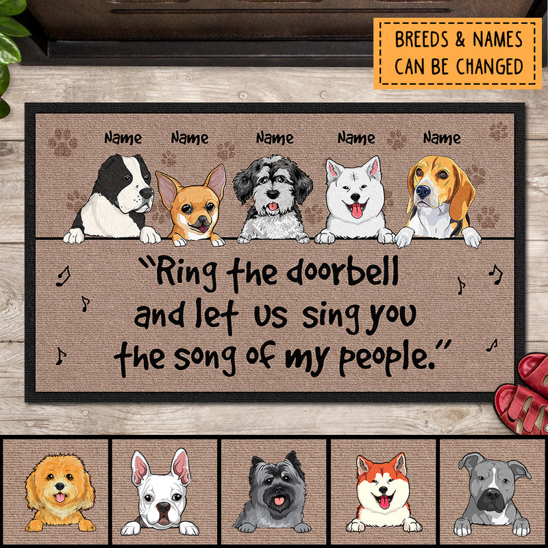 Ring The Doorbell And Let Us Sing You The Song Of My People, Paws On The Brown Background, Personalized Dog Doormat