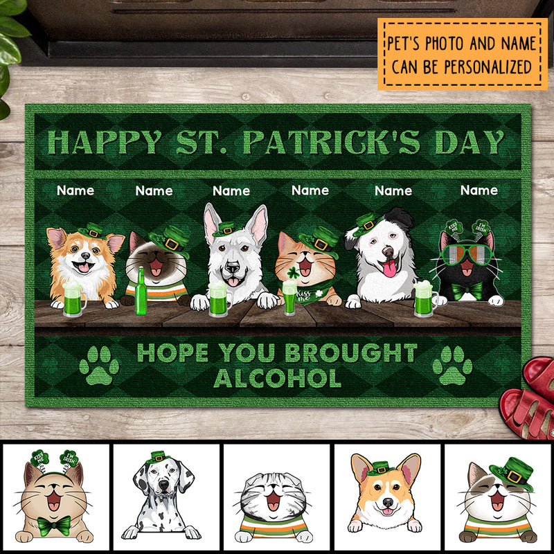 Happy St. Patrick's Day, Patrick's Day Mat, Personalized Dog & Cat Breeds Doormat, Pet Lovers Gifts, Welcome Mat