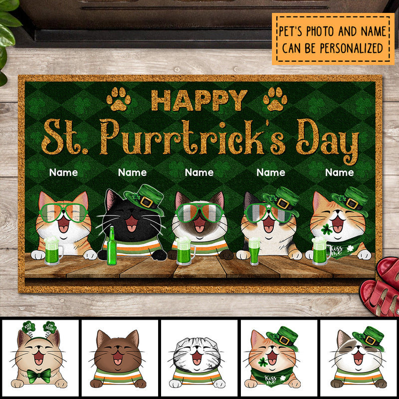 Happy St. Purrtrick's Day, Patrick's Day Mat, Personalized Cat Breeds Doormat, Cat Lovers Gifts, Welcome Door Mat