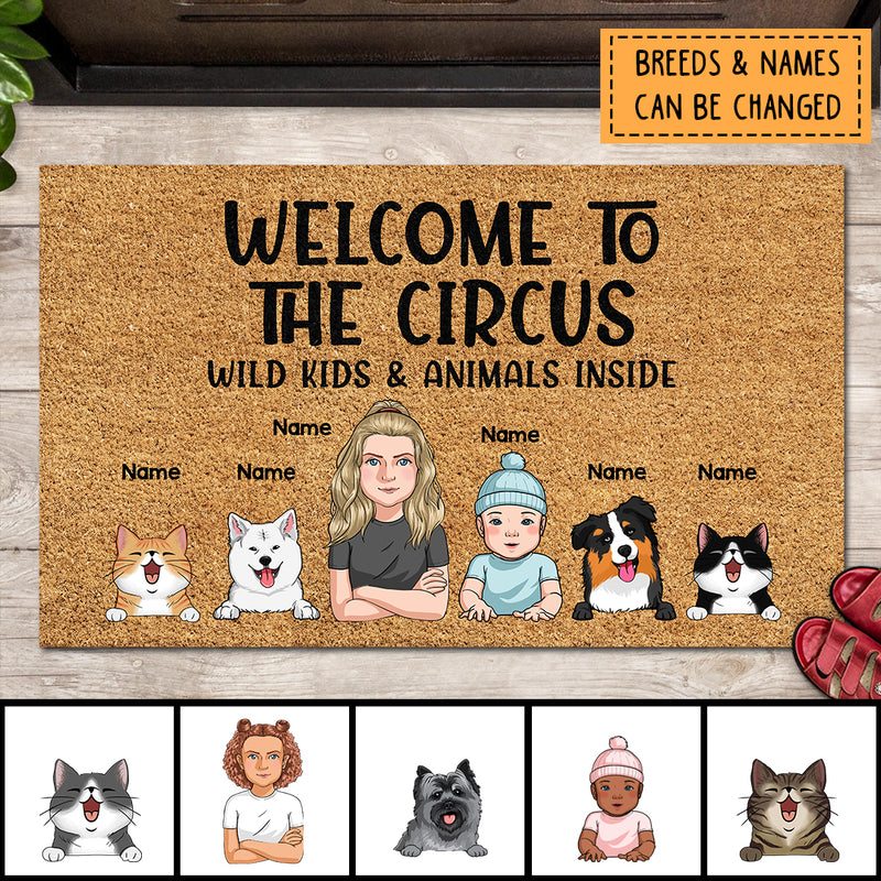 Welcome To The Circus, Cool Family, Welcome Door Mat, Home Decor, Personalized Dog & Cat Lovers Doormat
