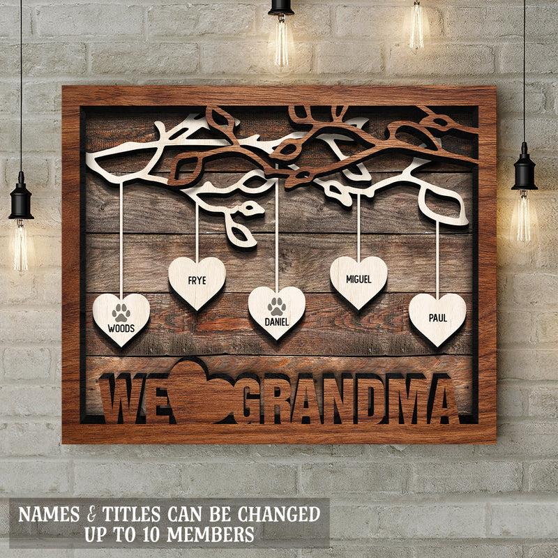 We Love Grandma, Family Trees With Falimy Member's Name, Gift For Pet Lovers, Personalized Pet Lovers Canvas, Home Decor