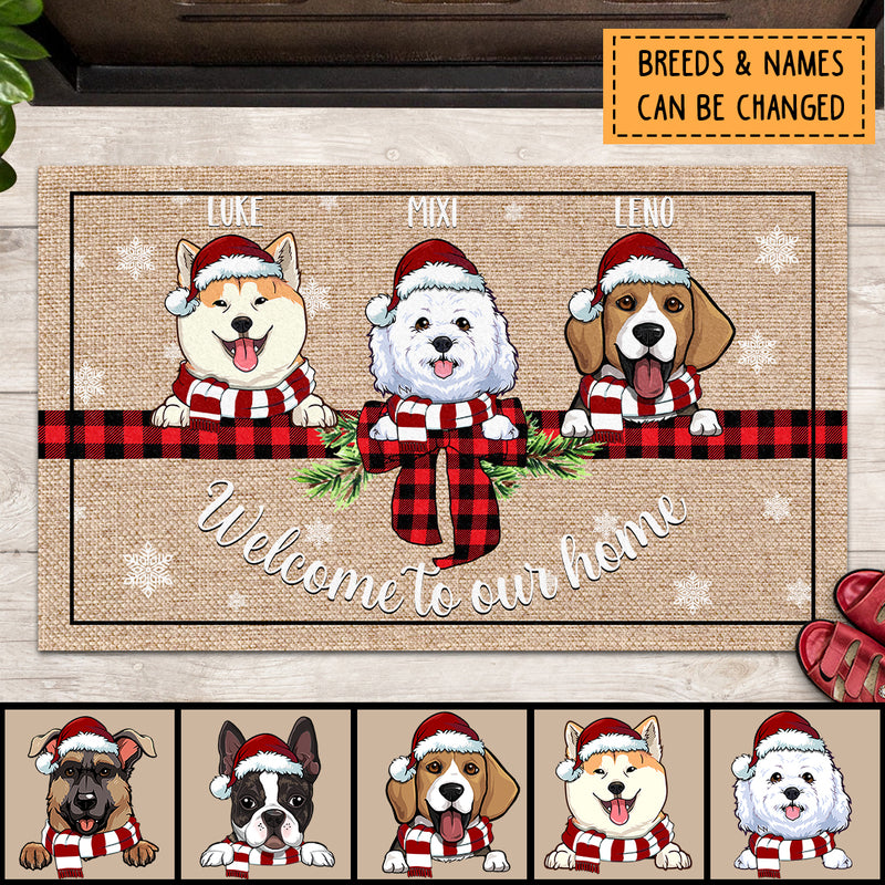 Funny Welcome Mat, Welcome To Our Home, Dog Lover Gift, Front Door Decor, Christmas Gift, Personalized Dog Lover Doormat