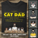 Best Cat Dad In The Galaxy, Custom Cat Dad With His Cats, Gift For Cat Lovers, Personalized Cat Breed T-shirt