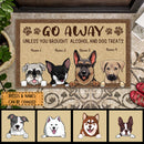 Go Away Unless You Brought Alcohol And Dog Treats, Beige Background, Dog Printpaws, Personalized Dog Lovers Doormat