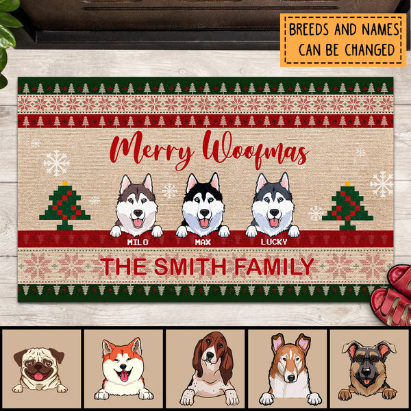 Christmas Doormat, Family Name Doormat, Family Gift, Dog Lover Gifts, Dog Mom Gift, Personalized Doormat, Home Decor