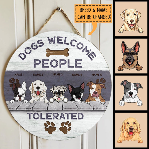 Dogs Welcome People Tolerated, Door Hanger, Dog Dad Gift, Dog Mom Gift, Personalized Dog Breed Door Sign