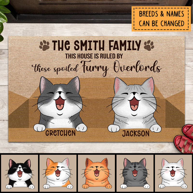 Cat Rule House Mat, Custom Family Doormat, Gift For Home, Funny Pet Doormat, Personalized Cat Lover Doormat