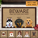 Beware Dogs Can't Hold There Lickers, Dog Lover Gift, Funny Welcome Mat, Gift For Home, Personalized Dog Breed Doormat