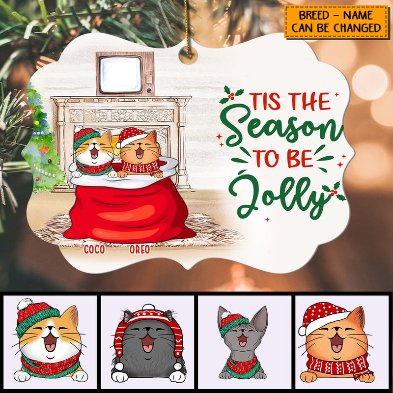 Tis The Season To Be Jolly, Cats In Santa Sack, Christmas Gift For Cat Lover, Aluminium Ornate Ornament, Keepsake