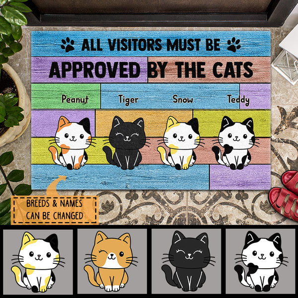 All Visitors Must Be Approved By The Cats, Personalize Cute Cats Rug Doormat Gift, Welcome Mat, Gift For Cat Lovers