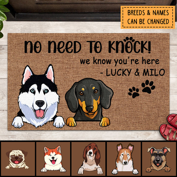 No Need To Knock, Dog Lover Gift, Funny Welcome Mat Dog, Rustic Home Decor, Personalized Dog Lovers Doormat