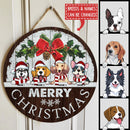Merry Christmas - White Wood Wall - Personalized Dog Christmas Door Sign