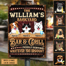 Metal Backyard Bar & Grill Sign, Gifts For Pet Lovers, Proudly Serving Whatever You Brought Retro Signs