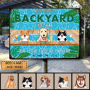 Metal Backyard Tiki Bar Sign, Gifts For Pet Lovers, Our Little Piece Of Paradise Dog & Cat In A Pool
