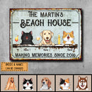 Metal Beach House Sign, Gifts For Pet Lovers, Making Memories With Dog & Cat Vintage Signs