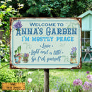 Metal Garden Sign, I'm Mostly Peace Love Light And A Little Go Fxck Yourself Welcome Signs