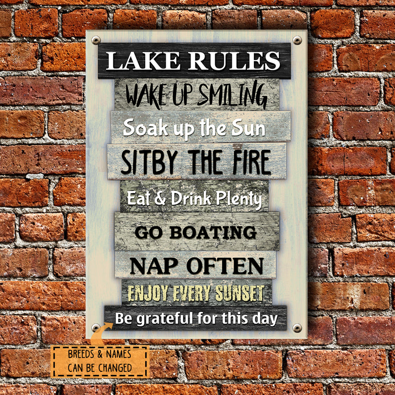 Metal Lake Sign, Lake Rules Wake Up Smiling Soak Up The Sun Sit By The Fire, Personalized Housewarming Gifts