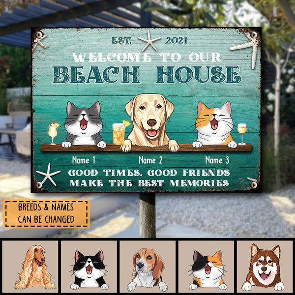 Metal Welcome Signs, Gifts For Pet Lovers, Welcome To Our Beach House Make The Best Memories