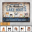 lake house decor Metal Welcome Signs, Gifts For Pet Lovers, Welcome To Our Lake House Personalized Home Sign