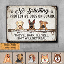 Metal Yard Sign, Gifts For Dog Lovers, No Soliciting Protective Dogs On Guard They'll Bark Vintage Signs