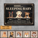 Metal Yard Sign, Gifts For Dog Lovers, Please No Soliciting Protective Dogs Will Bark Vintage Signs