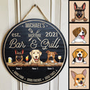 Backyard Bar & Grill, Good Food, Good Friends, Good Times, Custom Background Color, Personalized Dog Door Sign