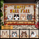 Happy Fall Y'all - Laughing Cats - Personalized Cat Autumn Doormat
