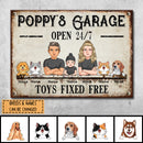 Welcome Metal Garage Sign, Gifts For Pet Lovers, Dad's Garage Often 24/7 Toys Fixed Free Funny Sign Vintage Style