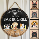 Patio Bar & Grill Welcome Door Signs, Gifts For Pet Lovers, Couple Of Spatula Custom Wooden Signs