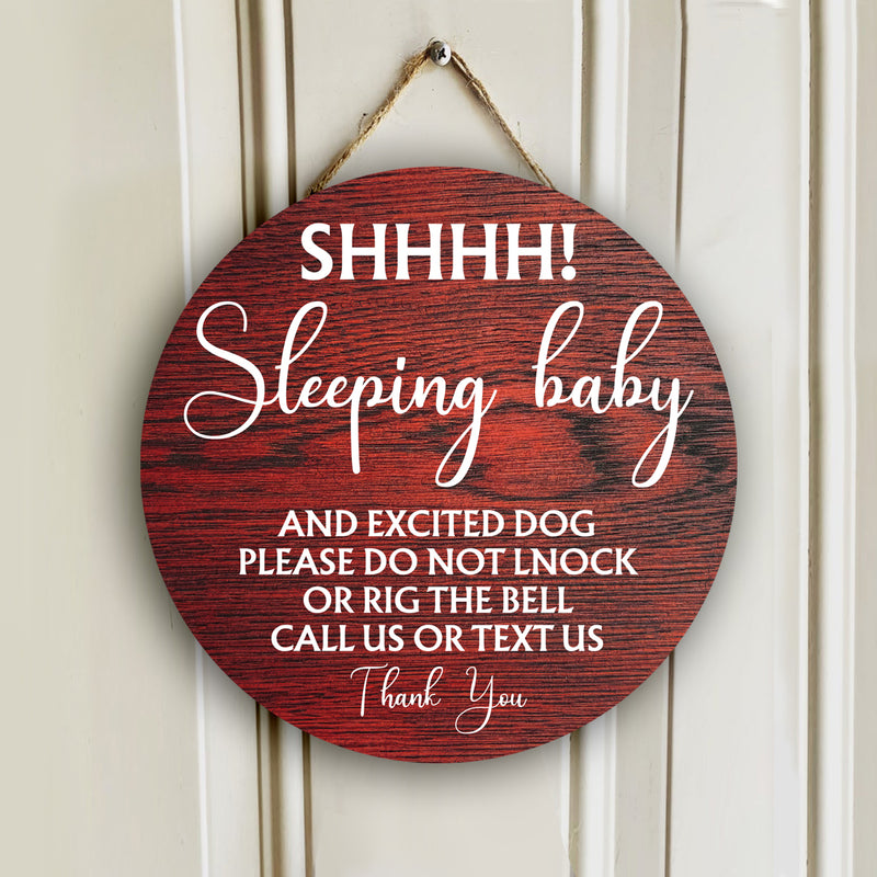 Personalized Wood Signs, Gifts For Dog Lovers, Shh Sleeping Baby And Excited Dogs Please Do Not Knock