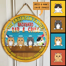 Backyard Bar and Grill - Burger, Hot Dog, Burrito - Personalized Cat Door Sign