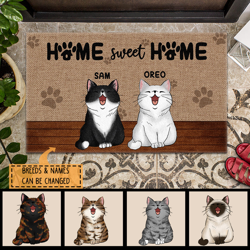 Personalized Cat Breed Doormat, Gifts For Cat Lovers, Home Sweet Home Chubby Cats Doormat