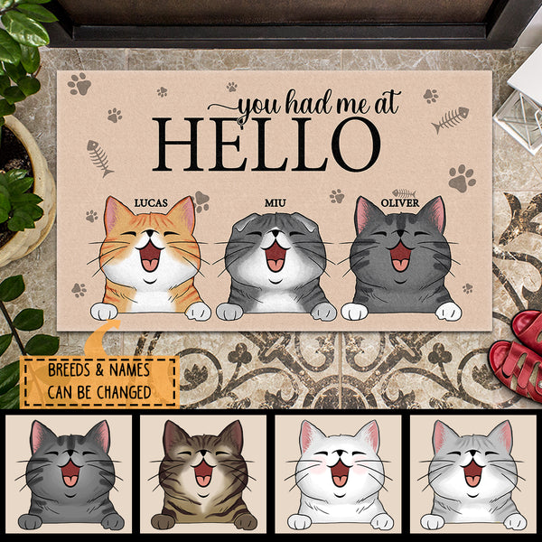 Personalized Cat Breed Doormat, Gifts For Cat Lovers, You Had Me At Hello Funny Doormat, Home Decor