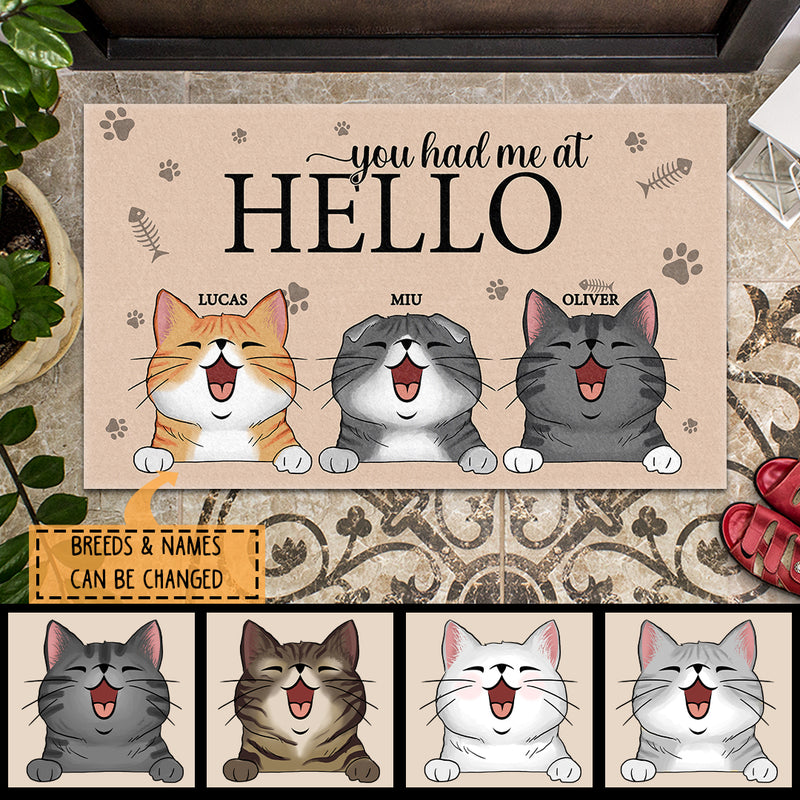 Personalized Cat Breed Doormat, Gifts For Cat Lovers, You Had Me At Hello Funny Doormat, Home Decor