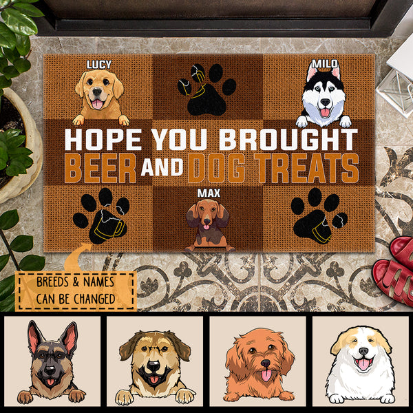 Personalized Dog Breeds Doormat, Gifts For Dog Lovers, Hope You Brought Beer & Dog Treats Funny Doormat