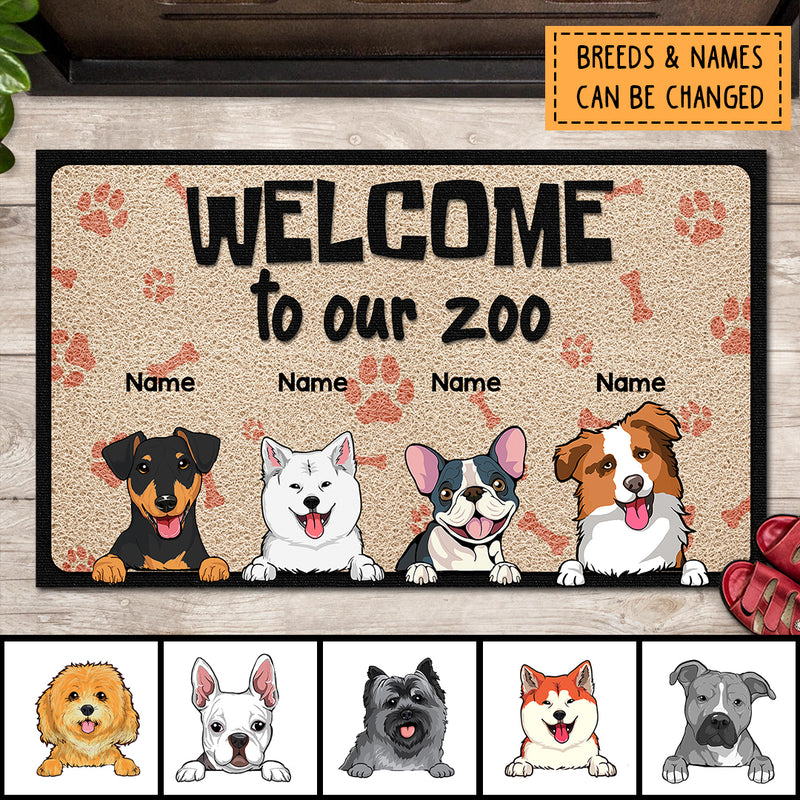 Personalized Dog Breeds Doormat, Gifts For Dog Lovers, Welcome To Our Zoo  Dog Welcome Mat