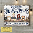 lake house decor Personalized Dog & Cat Landscape Canvas, Gifts For Pet Lovers, Lake House Relax And Unwind