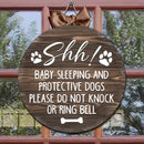 Personalized Wood Signs, Gifts For Dog Lovers, Shh Sleeping Baby And Protective Dogs Please Do Not Knock