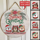 Season's Greeting, Personalized Cat Breeds Door Sign, Christmas Door Hanger, Cat Lovers Gifts