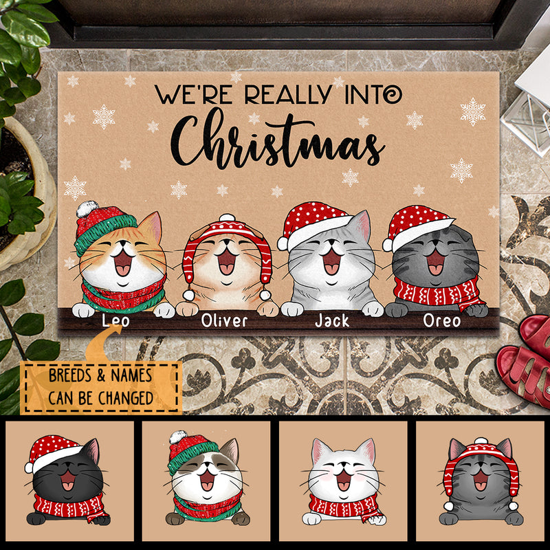 We're Really Into It, Snowflake, Personalized Cat Breeds Doormat, Christmas Home Decor, Xmas Gifts For Cat Lovers