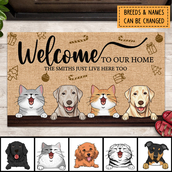 Welcome To Our Home The Humans Just Live Here Too, Welcome Doormat, Personalized Dog & Cat Doormat