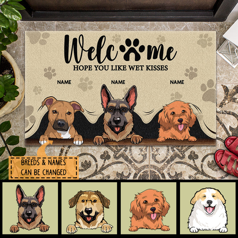 Welcome Hope You Like Wet Kisses, Welcome Doormat, Personalized Dog Breeds Doormat, Gifts For Dog Lovers, Home Decor