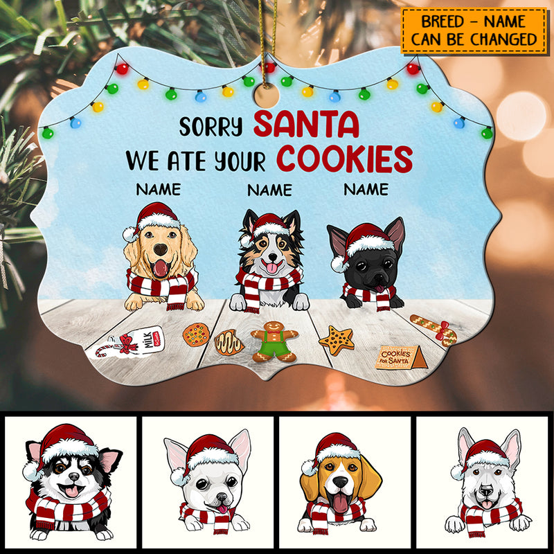 Sorry Santa We Ate Your Cookies, Personalized Dog Breed Aluminium Ornate Ornament, Xmas Home Decor, Dog Lovers Gifts